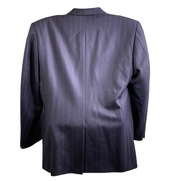 Holland & Sherry Navy Blue Pinstripe Blazer Est. Size 40 Preppy Old Money Career - Picture 2 of 12